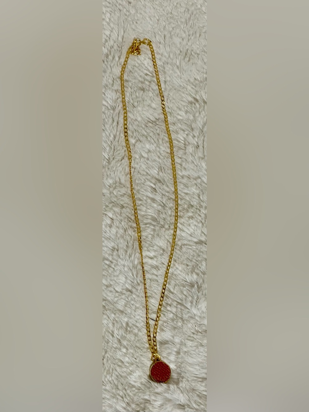 Coach Gold Chain Necklace with Red Pendant